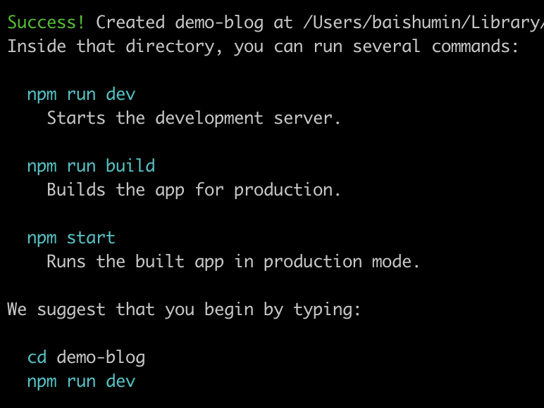 next.js install completed